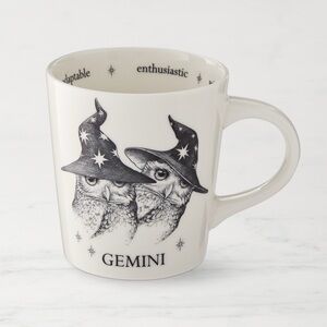 NWT Williams Sonoma Zodiac GEMINI Lg 20oz Coffee Mug Rory Dobner Twin Witch Owls